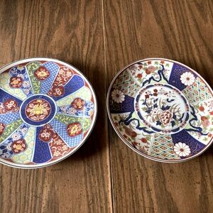 Imari ware dishes/plates, Japan gold rim multicolored 6 1/2 inches